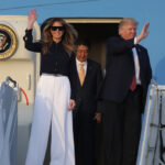 Melania e Donald Trump con presidente giapponese
