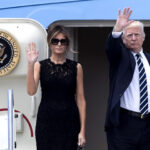 Donald Trump e Melania all'atterraggio a Roma per la visita ufficiale
