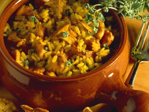 Risotto al curry e funghi misti