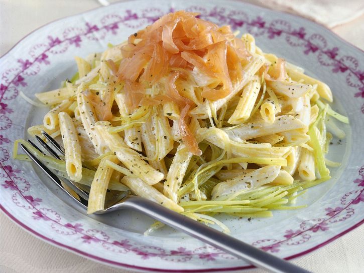 Pennette con porri e ricotta