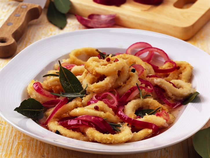 Carpione di calamari fritti