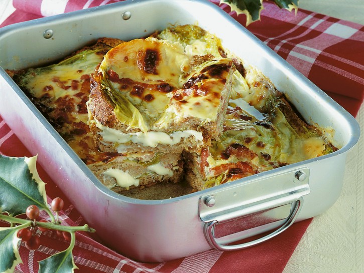 Gratin di fontina, verza e pane integrale
