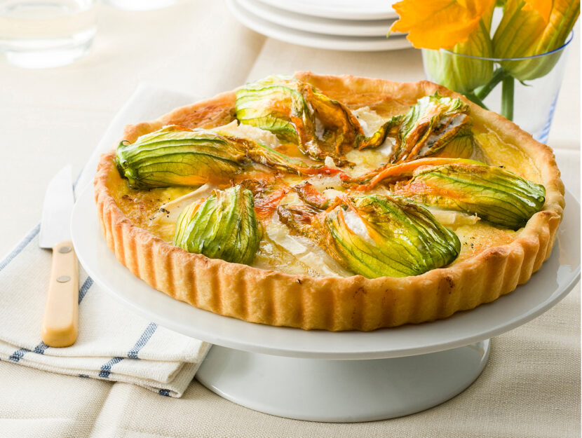 Quiche ai fiori di zucca farciti