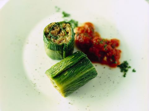 Lattughe ripiene di riso e asparagi