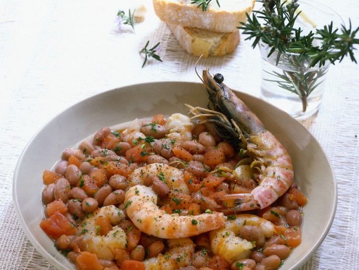 Fagioli saltati in padella con i gamberi