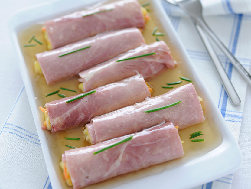 Involtini di prosciutto cotto con gelatina