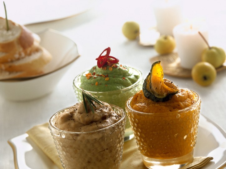 Tris di mousse di verdure