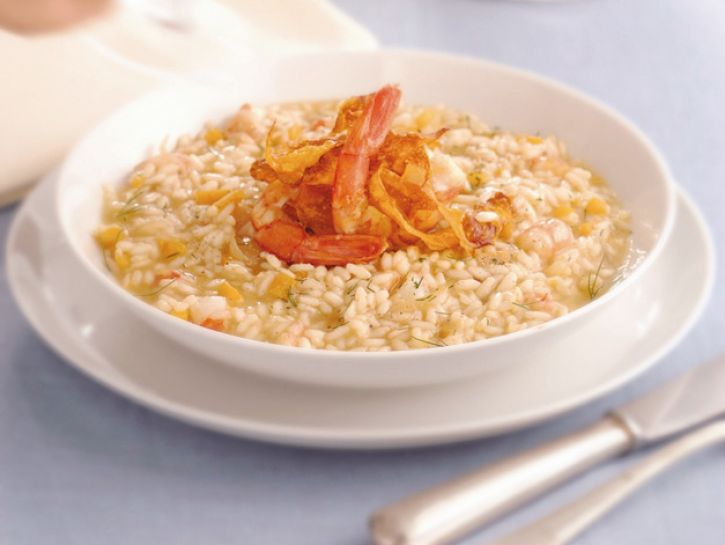 Risotto con zucca e gamberi
