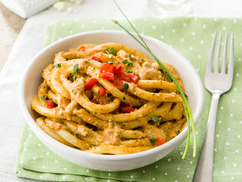 Pasta con crema di peperoni