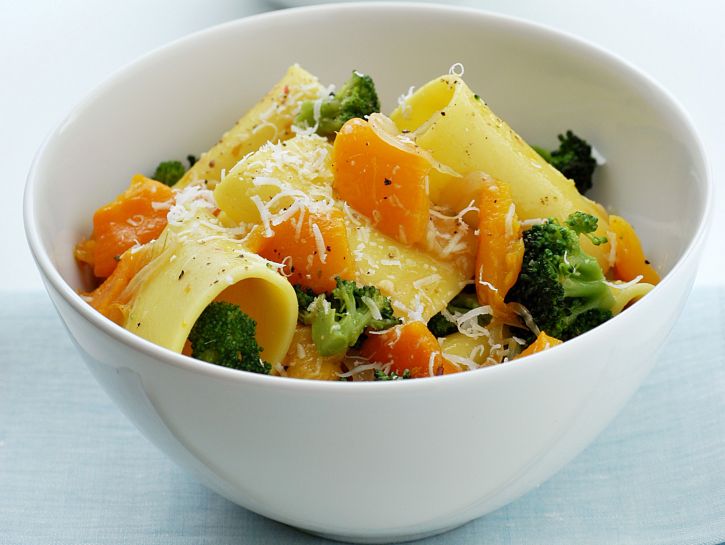 Paccheri con zucca e broccoletti
