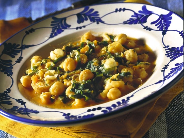 zuppa di ceci in zimino con erbette preparazione