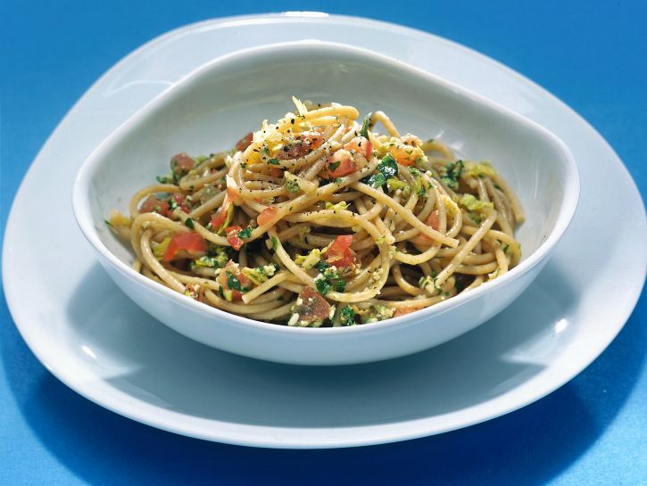 Pasta al pesto ammaccato