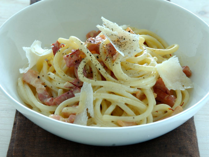 Spaghetti con prosciutto crudo