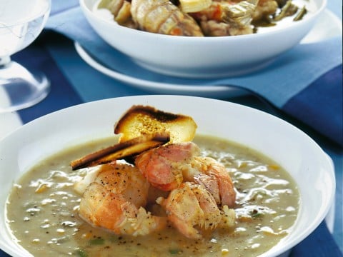 Zuppa di scampi e vellutata di cannellini