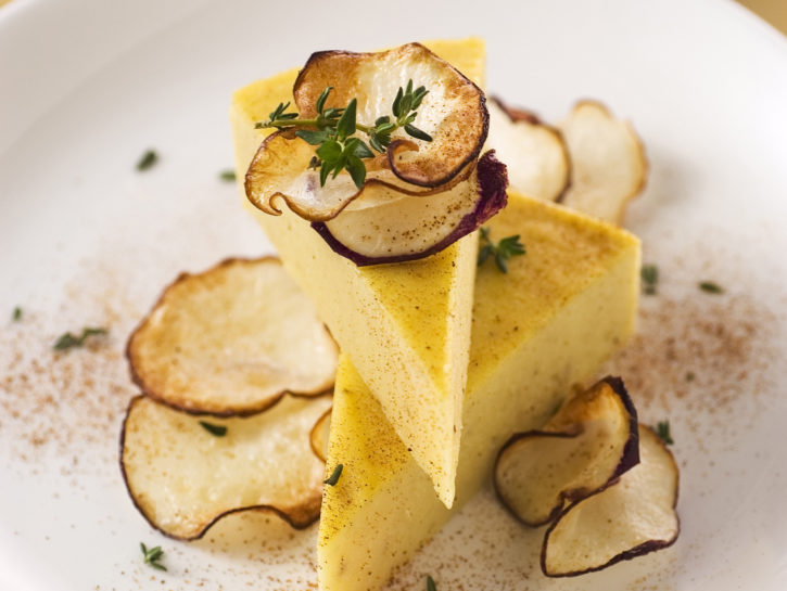 Flan di rape con le chips