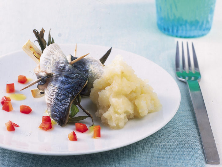 Filetti di sgombro al purè di sedano rapa