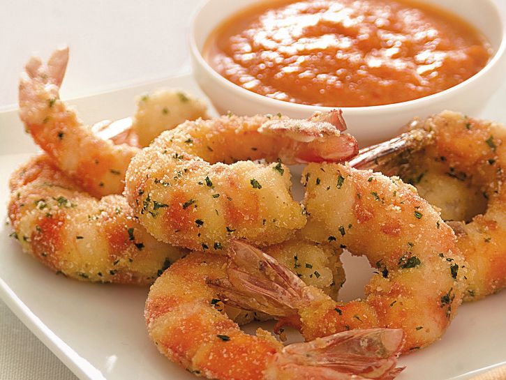 Gamberoni fritti allo zenzero con salsina di peperoni