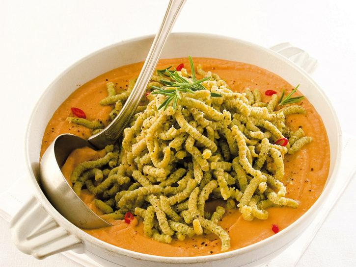 Passatelli verdi alla crema di ceci