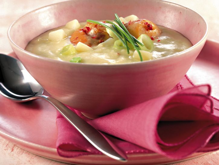 Crema di patate, porri e capesante allo zenzero