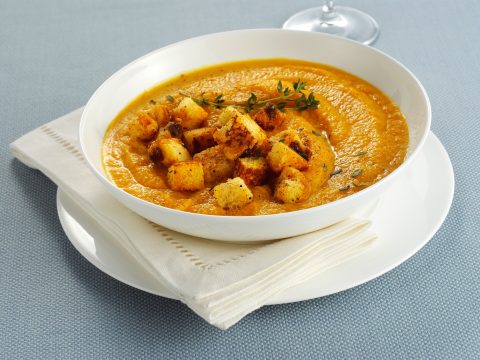 Vellutata di zucca con crostini speziati