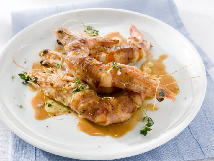 Mazzancolle grigliate con salsa alla senape