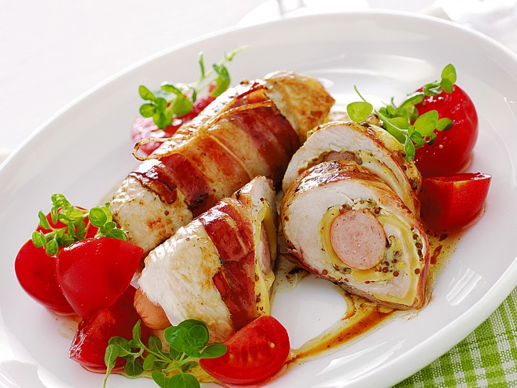 Involtini di tacchino ai wurstel