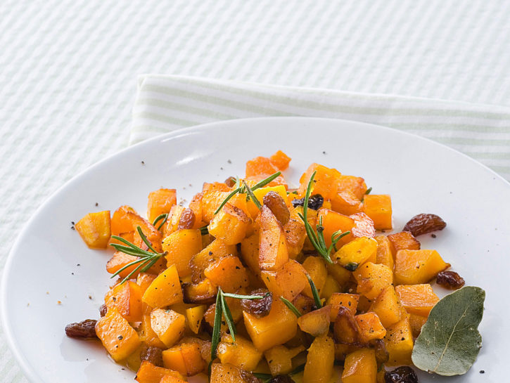 Zucca con uvetta e rosmarino