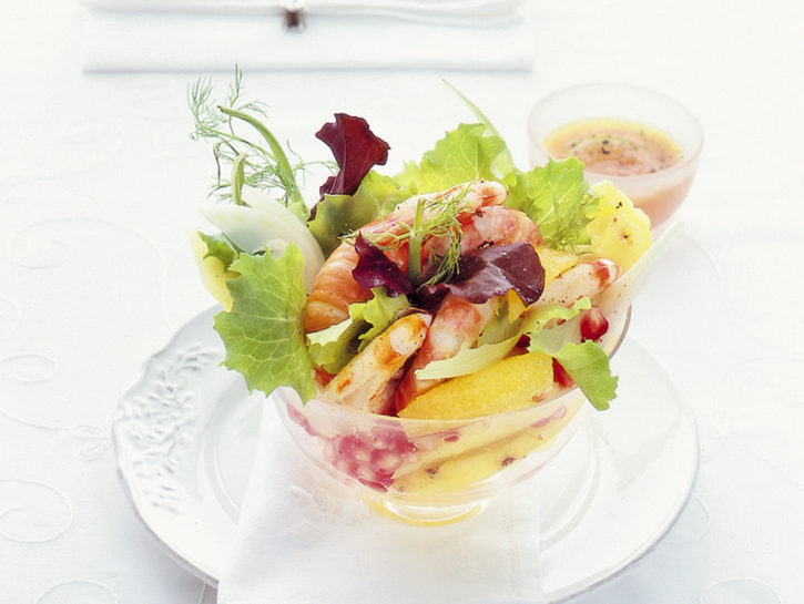 Cocktail di gamberi e frutta