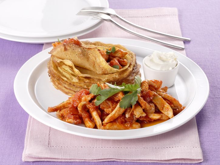 Fajitas di pollo al chili con panna acida