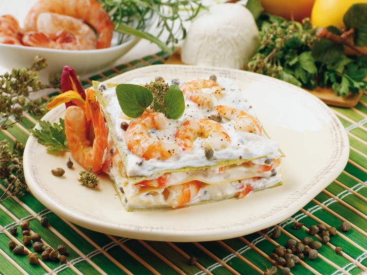 Lasagne gamberi e ricotta