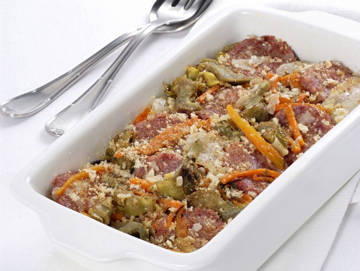 Cotechino e verdure al gratin