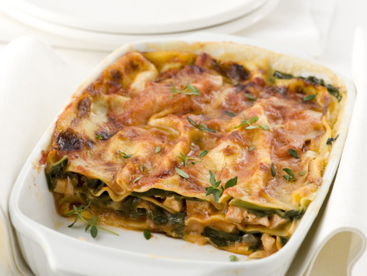 Lasagne con carne e spinaci