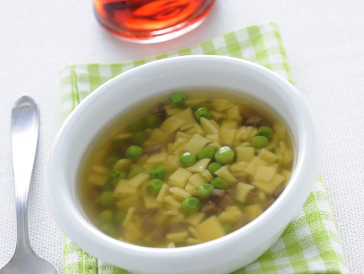 Quadrucci in brodo con fegatini