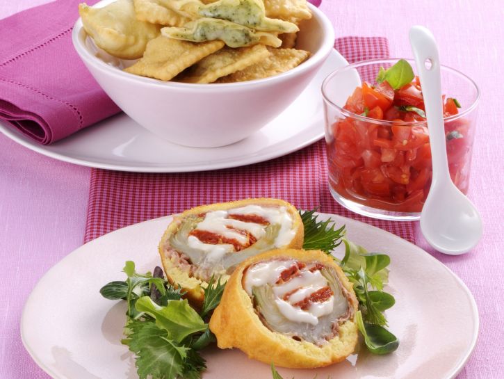 Cuori di carciofi fritti con mozzarella