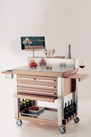 Carrello Da Cucina In Legno Con Ripiani In Massello 50x70xh100 Legno Di Mogano Colorato E Ripiani In Massello Manzoni Pietro 356natro