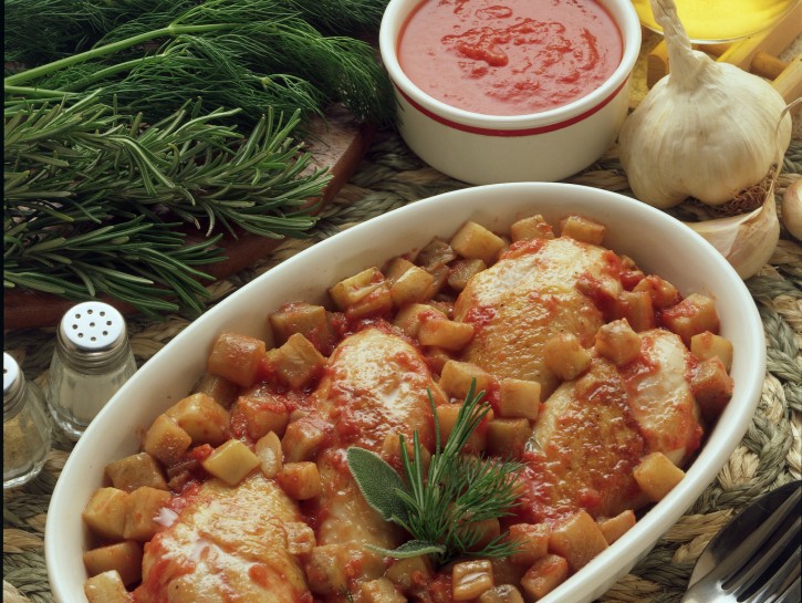 Fusi di pollo con melanzane