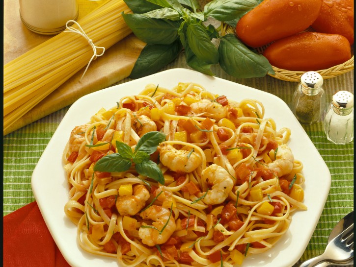 Linguine con code di gamberi