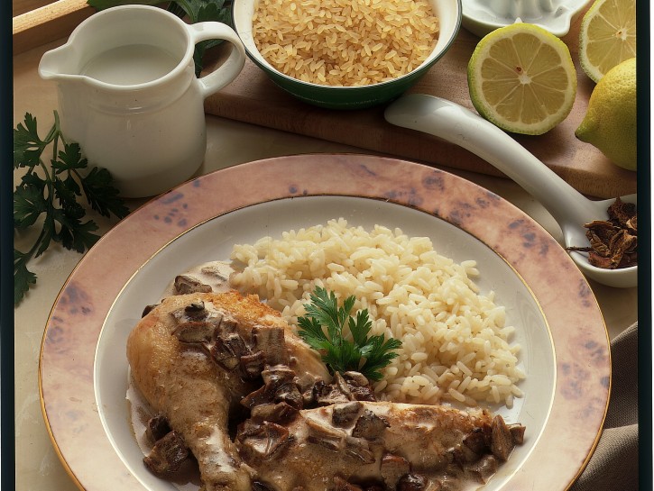 Riso con pollo e funghi