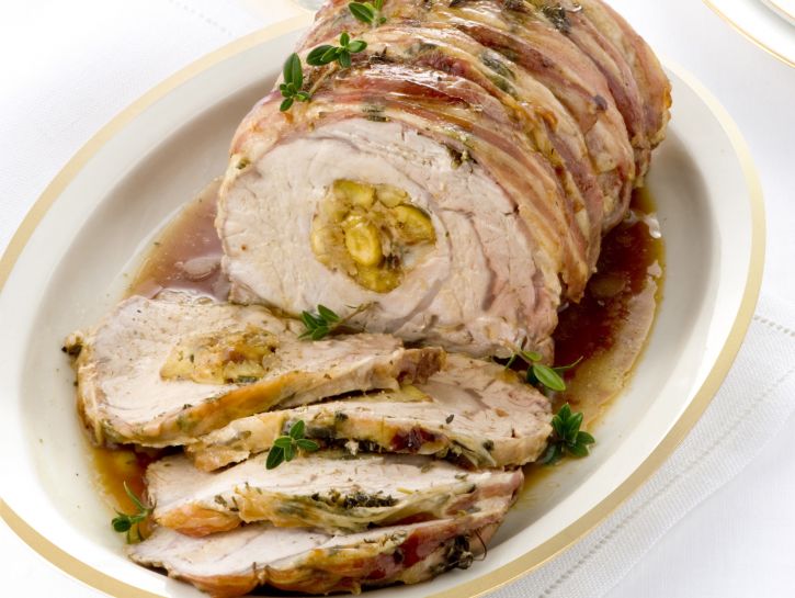 Carré di vitello con pancetta e castagne