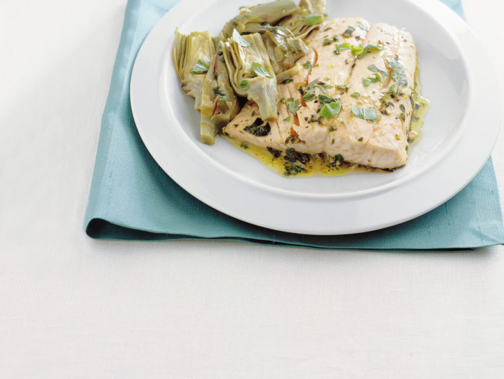 Filetti di salmone con carciofi