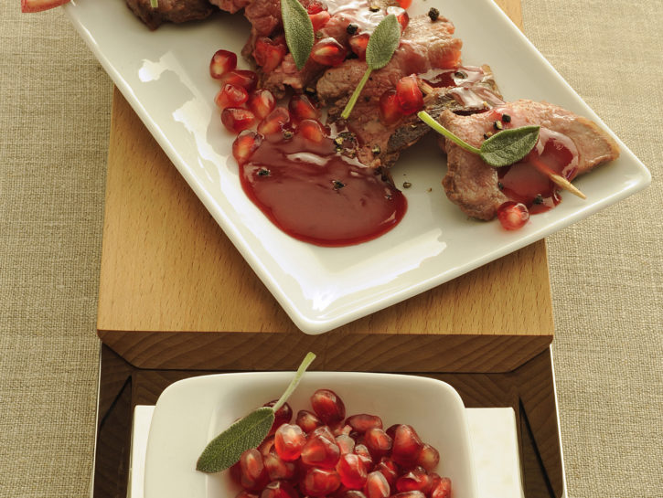 Entrecote in salsa agrodolce di melagrana
