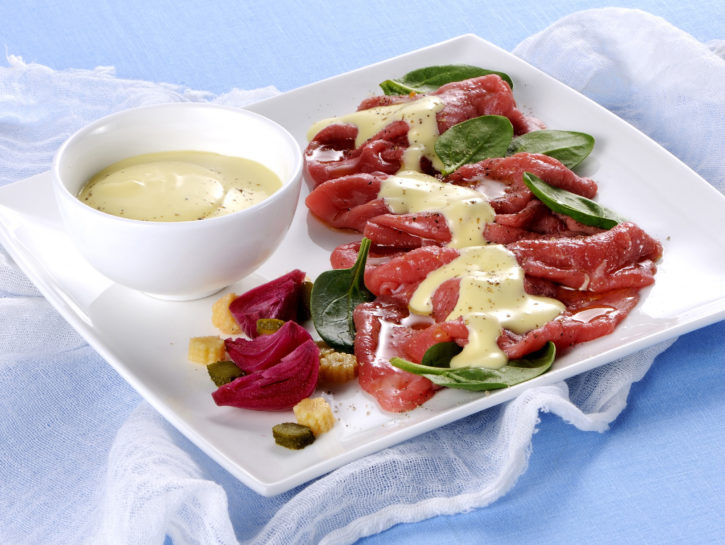 Carpaccio con crema di crescenza