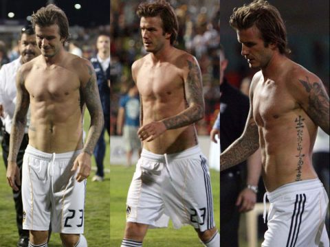 David Beckham si spoglia in campo (ancora!)