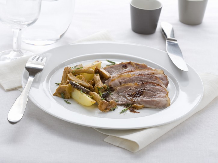 Stinco di maiale con funghi