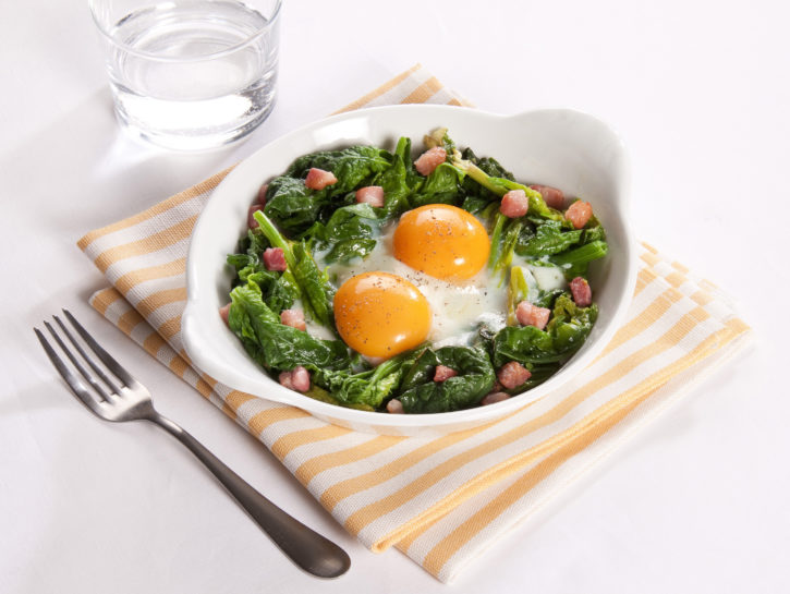 Uova con spinaci e pancetta