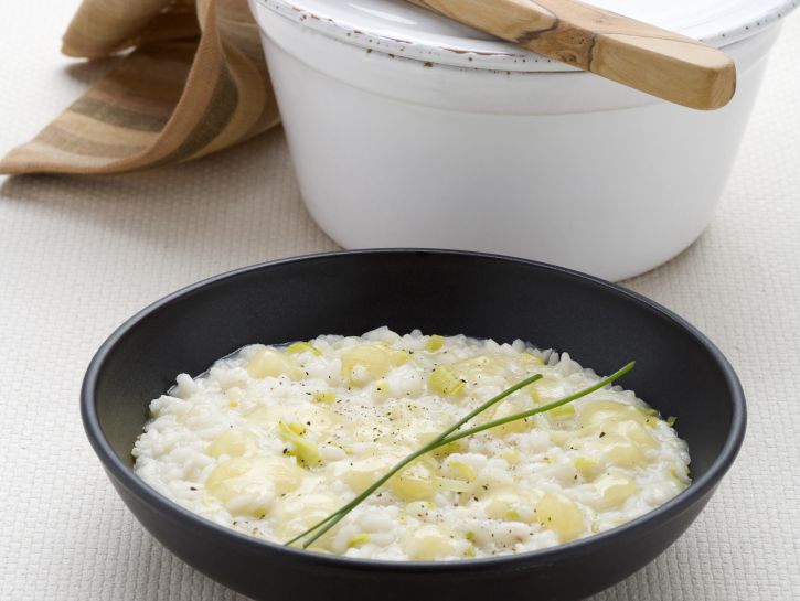 risotto-cremoso-con-porri-e-bra preparazione