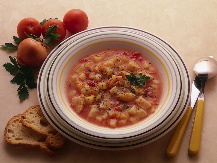 Zuppa ricca con merluzzo
