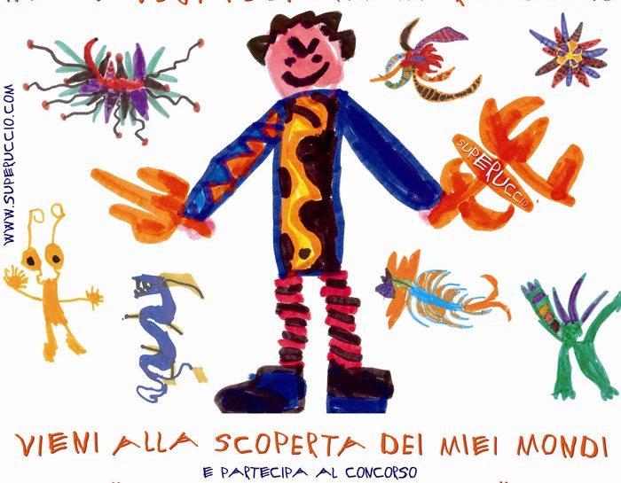 I disegni di SuperUccio, bambino supereroe, in mostra a Milano. E un concorso per tutti i bambini