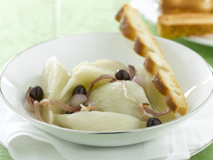 Finocchi brasati allo speck e olive