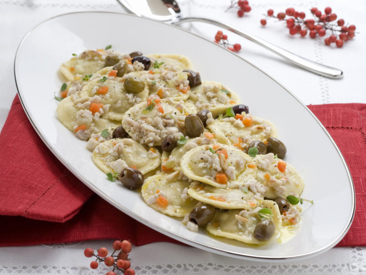 Ravioli di topinambur con ragù di coniglio